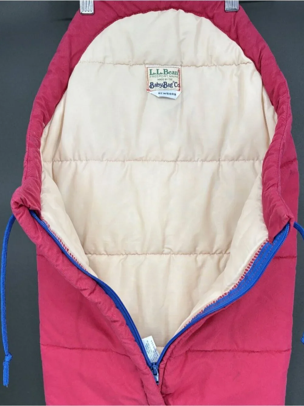 Vintage 80s L.L. Bean Baby Bag Co Bunting Snowsuit Newborn Pink Made in USA